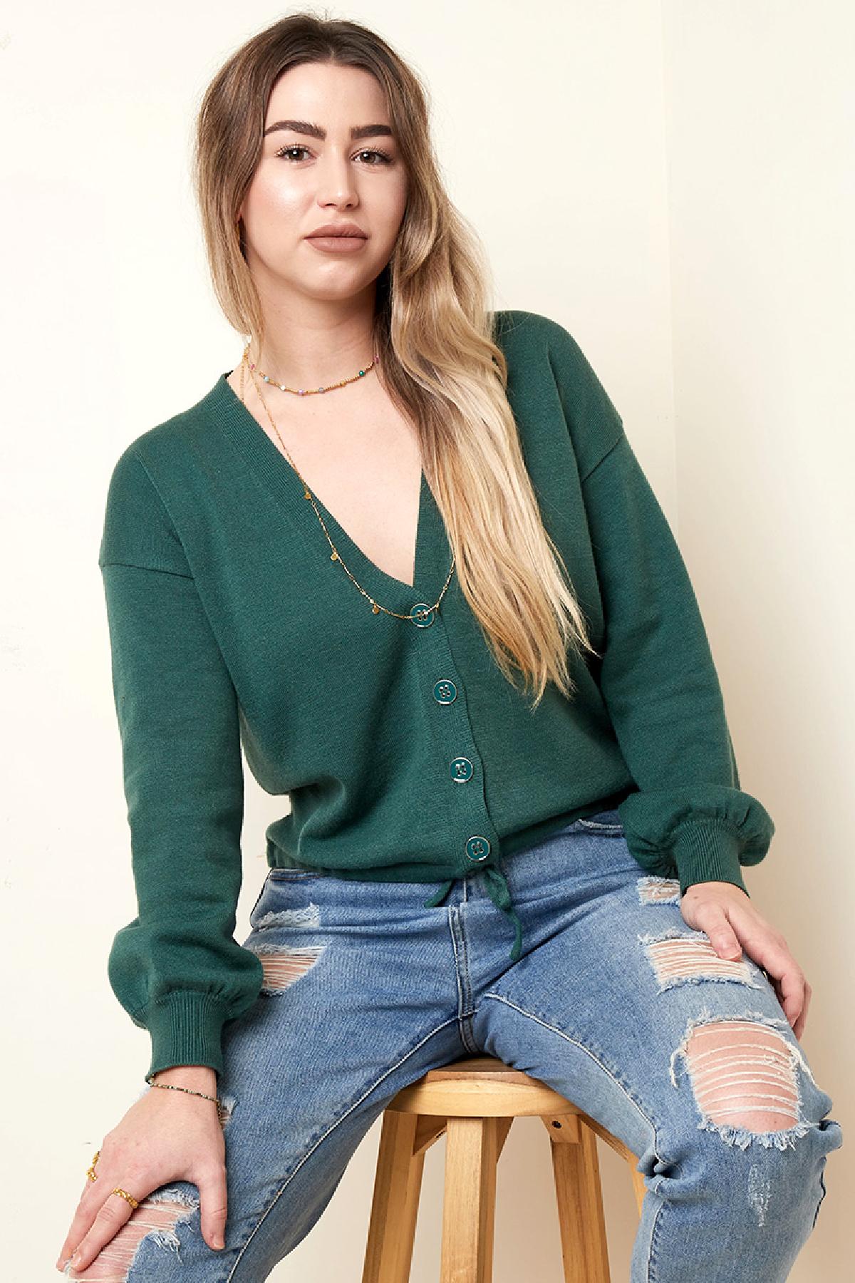 Cropped boxy cardigan Green S Picture6